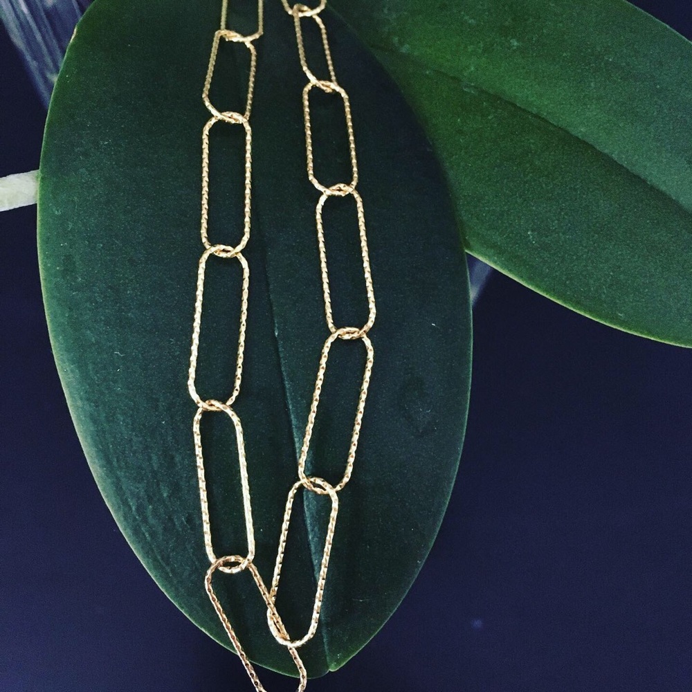 Gold filled paperclip necklace
